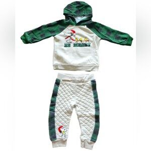 Peanuts Snoopy Kids Hoodie Set - Green and White